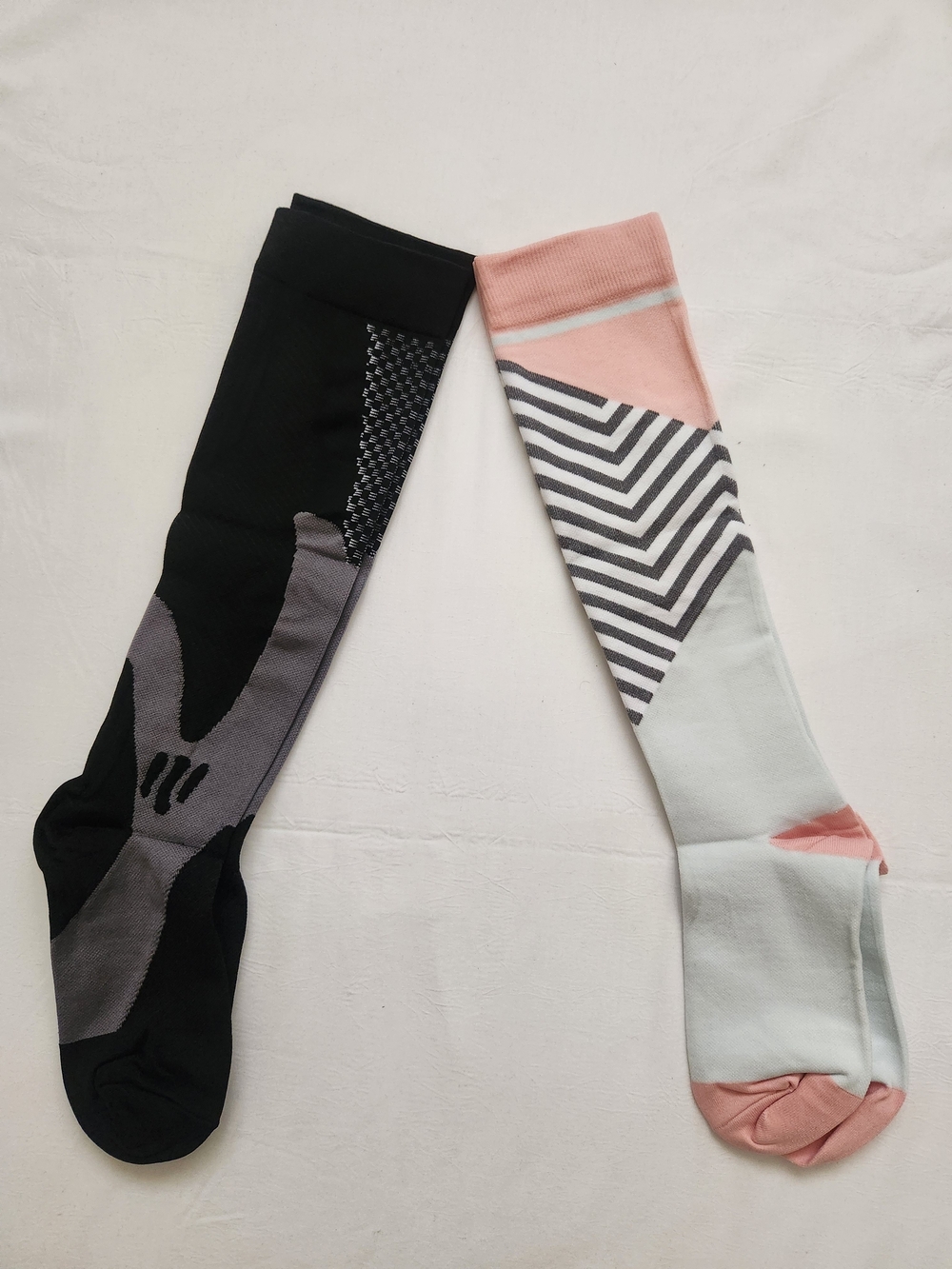 Ladies Comfort and Performance Compression Socks - Black & Pink